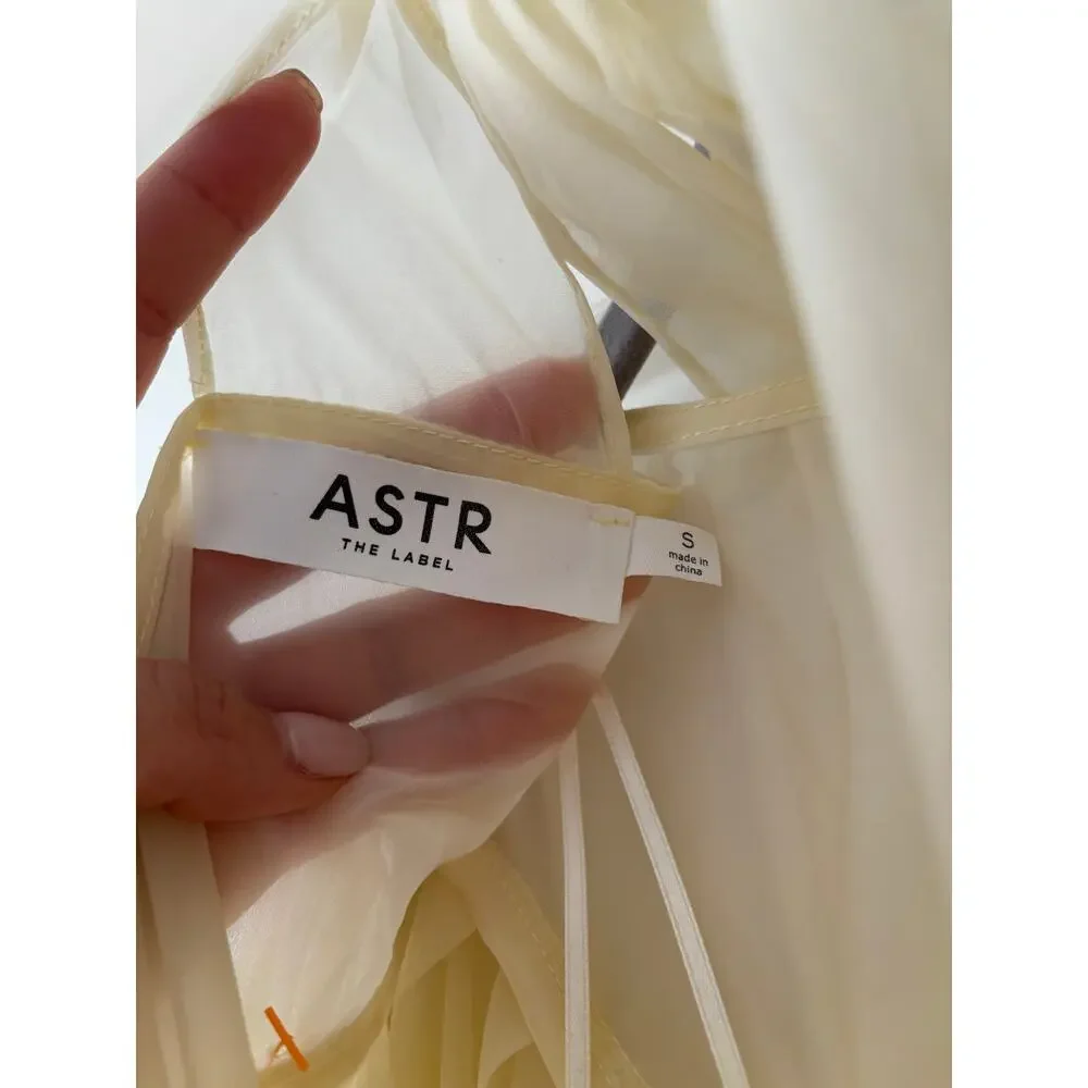 ASTR The Label Lemon Yellow Sheer Peplum Blouse S